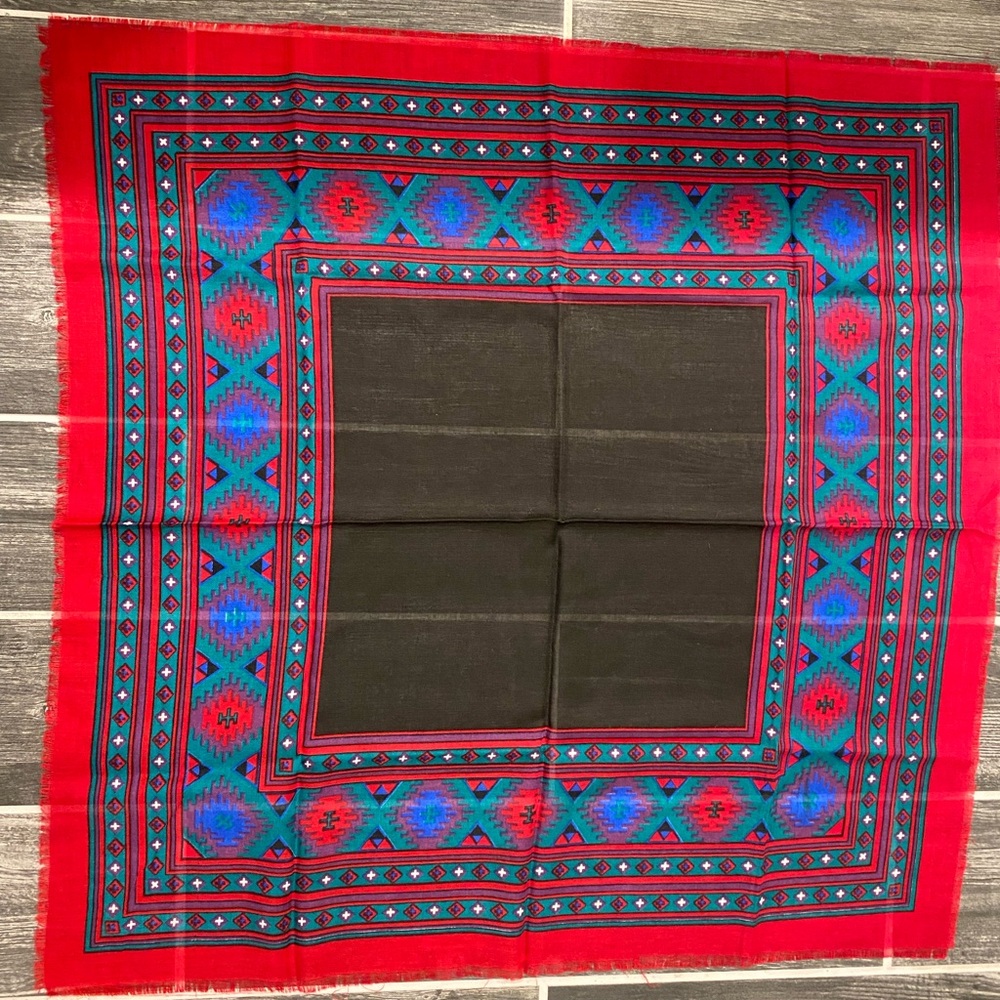 Womans Handkerchief Scarf Aztec Red Blue Black Square Geometric Head Neck